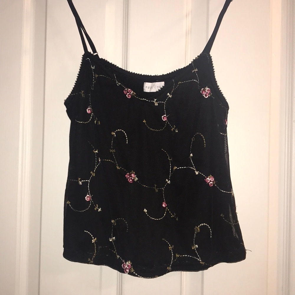 Full tilt embroidered black cami